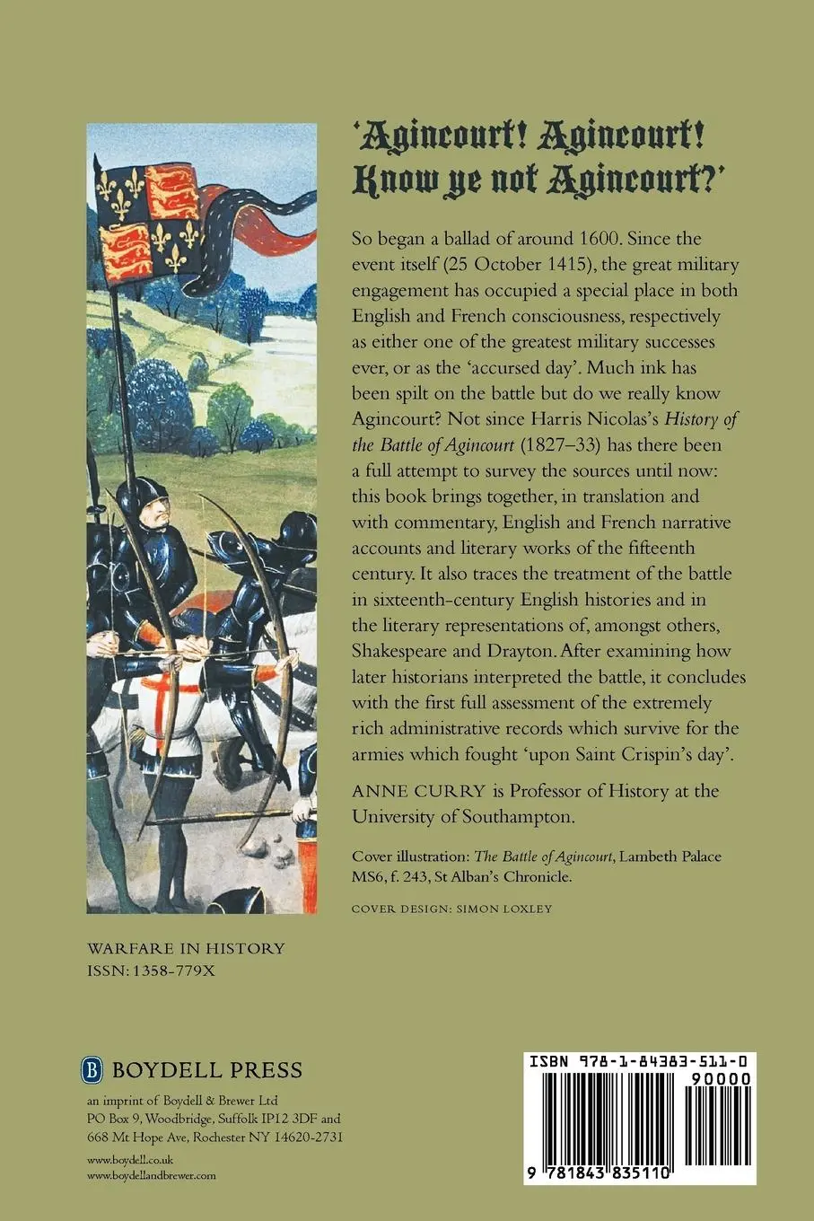 Rückseite: 9781843835110 | The Battle of Agincourt | Sources and Interpretations | Anne Curry