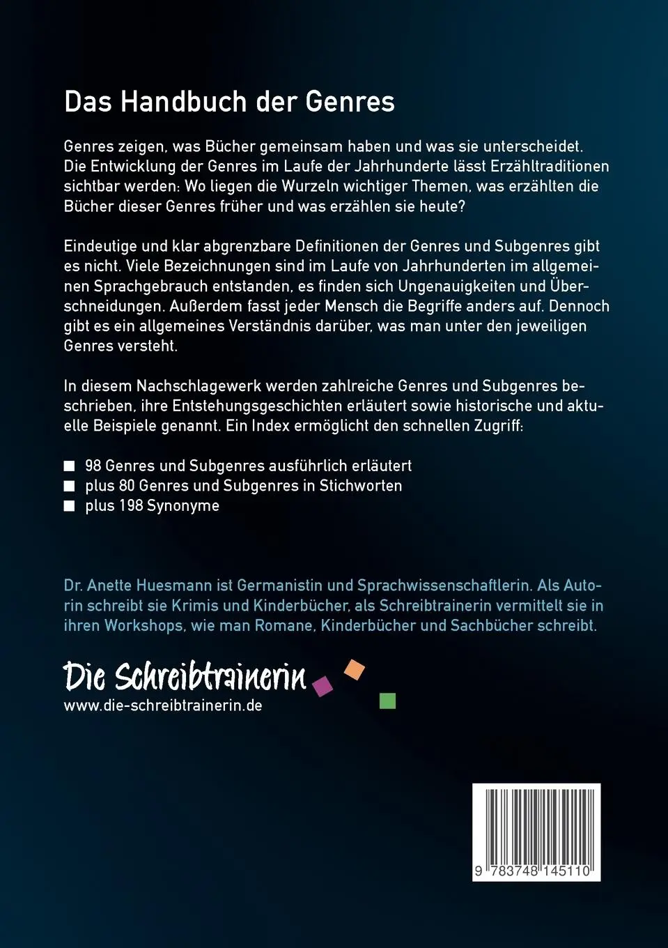 Rückseite: 9783748145110 | Buchgenres kompakt | Anette Huesmann | Taschenbuch | 192 S. | Deutsch