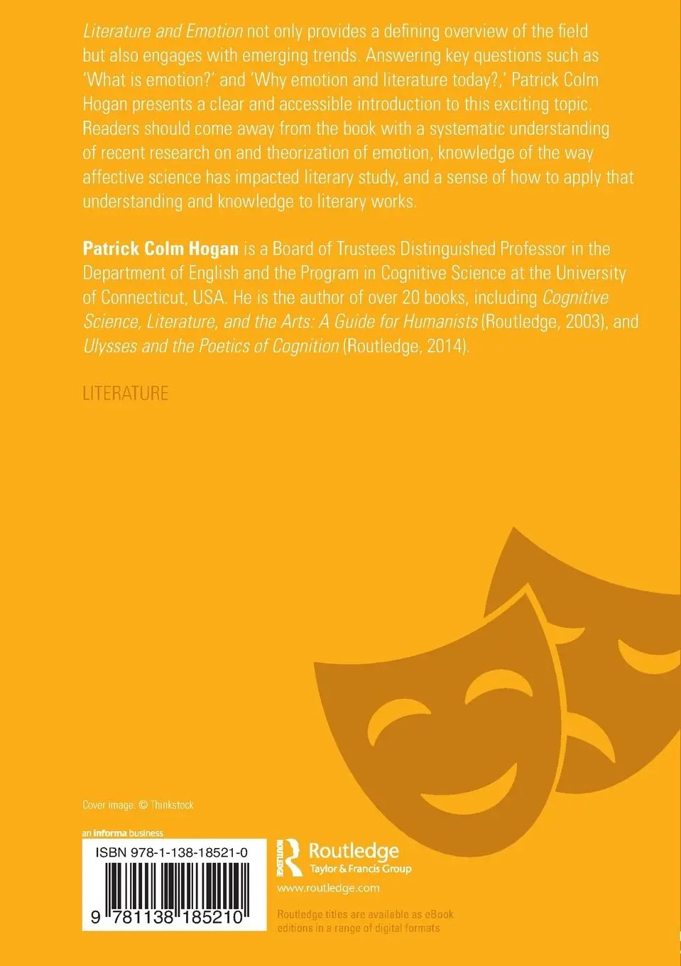 Rückseite: 9781138185210 | Literature and Emotion | Patrick Colm Hogan | Taschenbuch | Englisch
