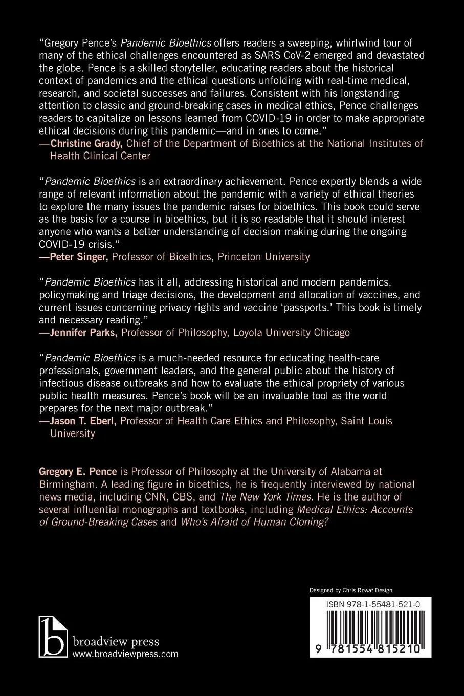 Rückseite: 9781554815210 | Pandemic Bioethics | Gregory E Pence | Taschenbuch | Englisch | 2021