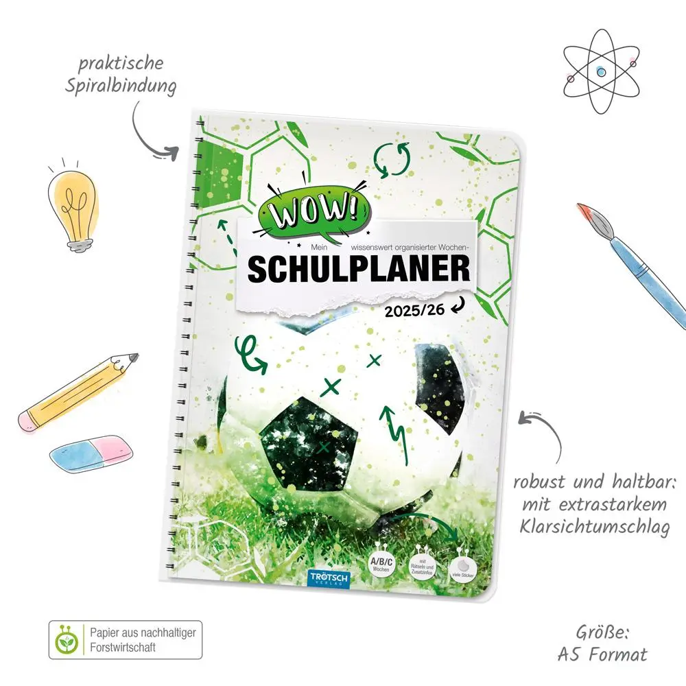 Bild: 9783988025210 | Trötsch Schulplaner WOW Fussball 25/26 | Trötsch Verlag | Taschenbuch
