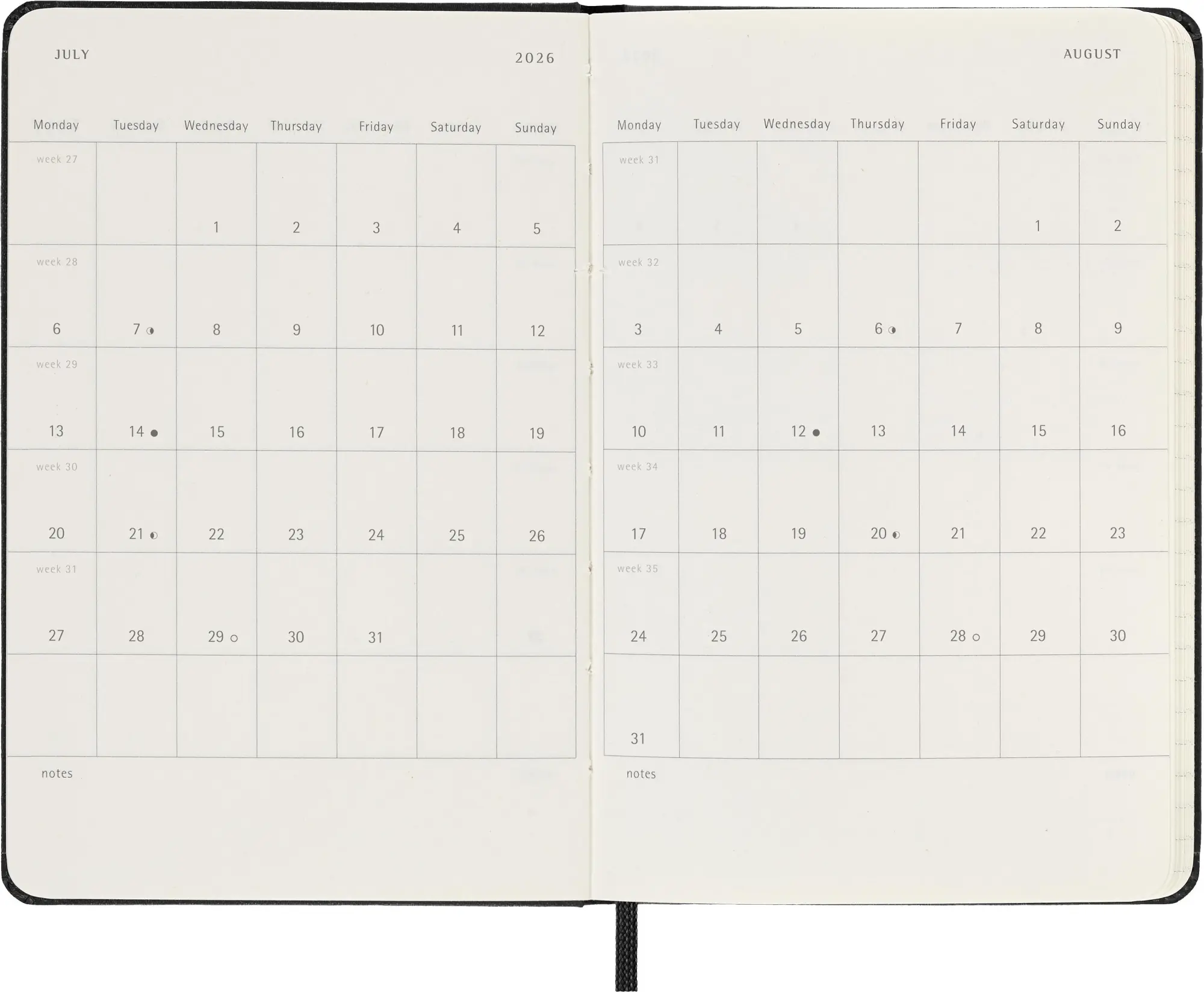 Bild: 8056999275310 | Moleskine 12 Monate Wochenkalender 2026, Pocket/A6, 1 Wo = 2...