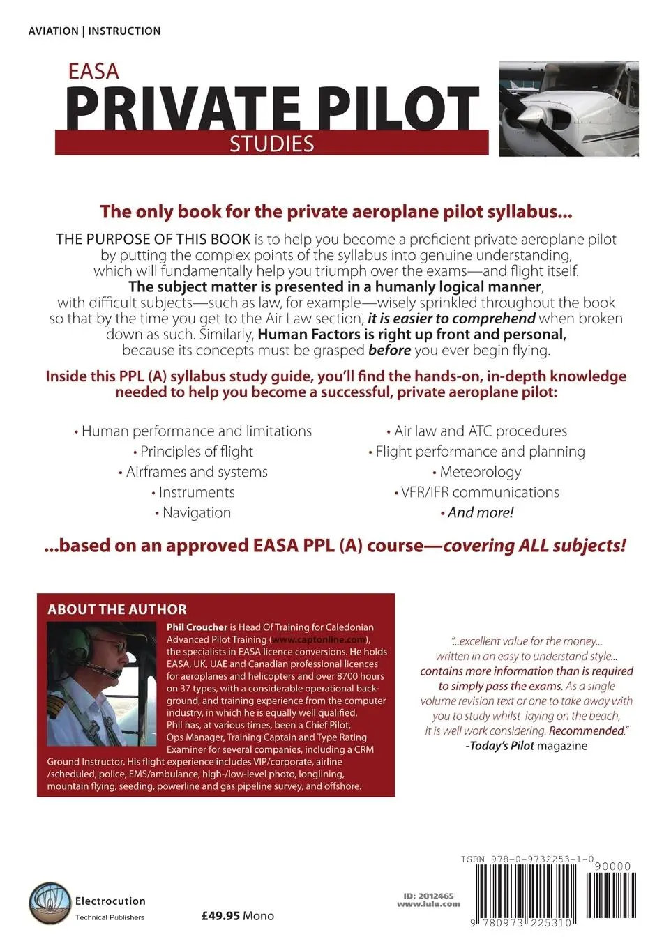 Rückseite: 9780973225310 | EASA Private Pilot Studies BW | Phil Croucher | Taschenbuch | Englisch