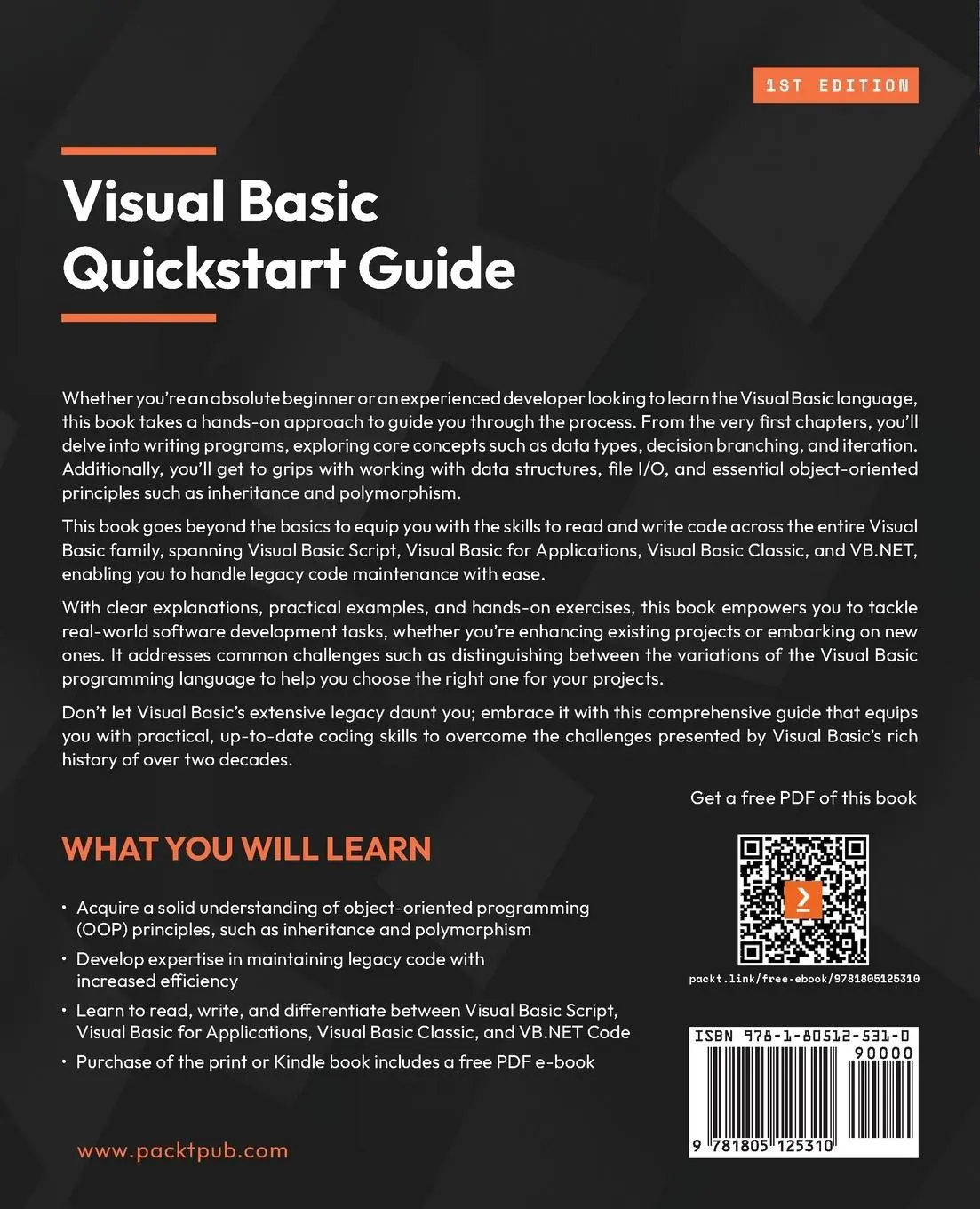 Rückseite: 9781805125310 | Visual Basic Quickstart Guide | Aspen Olmsted | Taschenbuch | Englisch