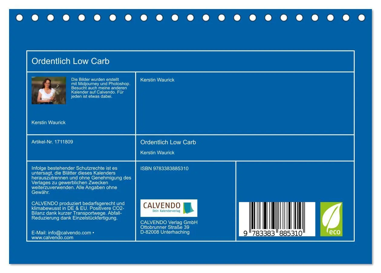 Bild: 9783383885310 | Ordentlich Low Carb (Tischkalender 2025 DIN A5 quer), CALVENDO...