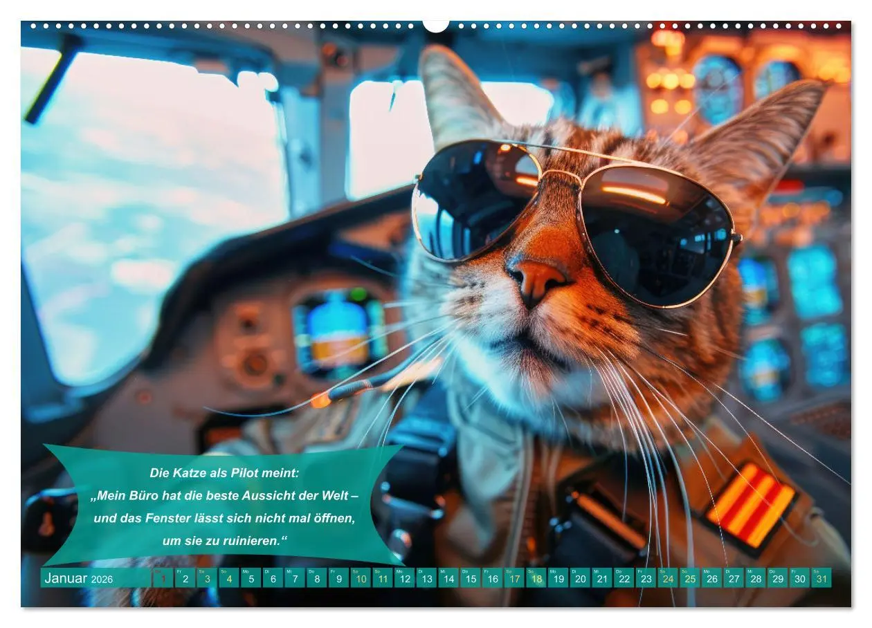 Bild: 9783457375310 | Der tierisch lustige Piloten-Kalender (Wandkalender 2026 DIN A2...
