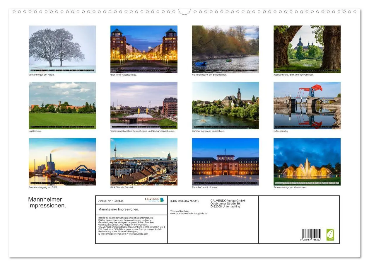 Bild: 9783457755310 | Mannheimer Impressionen. (Wandkalender 2026 DIN A2 quer), CALVENDO...