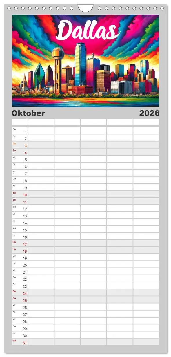 Bild: 9783516605310 | Familienplaner 2026 - Stadtansichten der USA in Tusche mit 5...