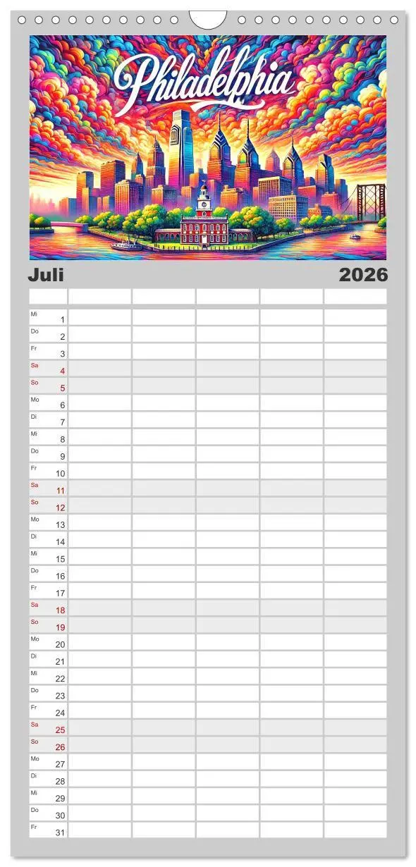 Bild: 9783516605310 | Familienplaner 2026 - Stadtansichten der USA in Tusche mit 5...