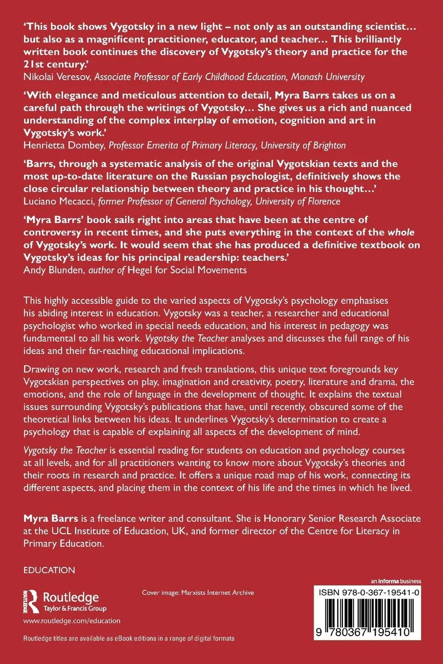 Rückseite: 9780367195410 | Vygotsky the Teacher | Myra Barrs | Taschenbuch | Englisch | 2021