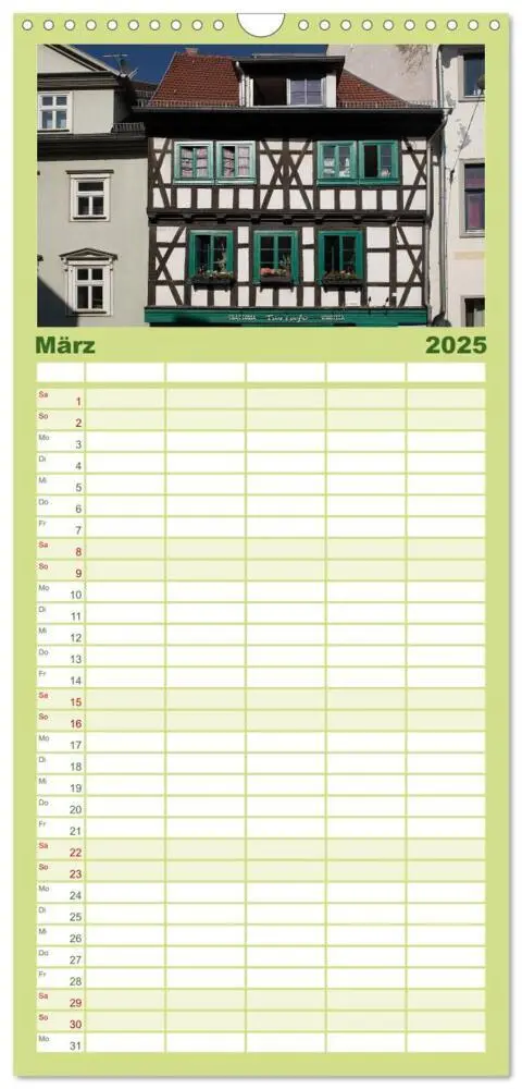 Bild: 9783457125410 | Familienplaner 2025 - Erfurt mit 5 Spalten (Wandkalender, 21 x 45...
