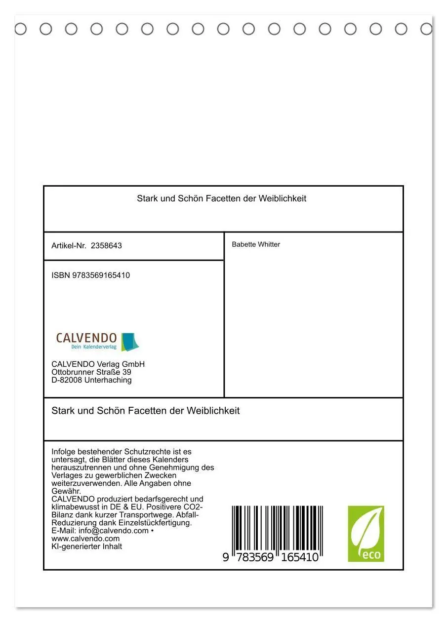 Bild: 9783569165410 | Stark und Schön Facetten der Weiblichkeit (Tischkalender 2027 DIN...