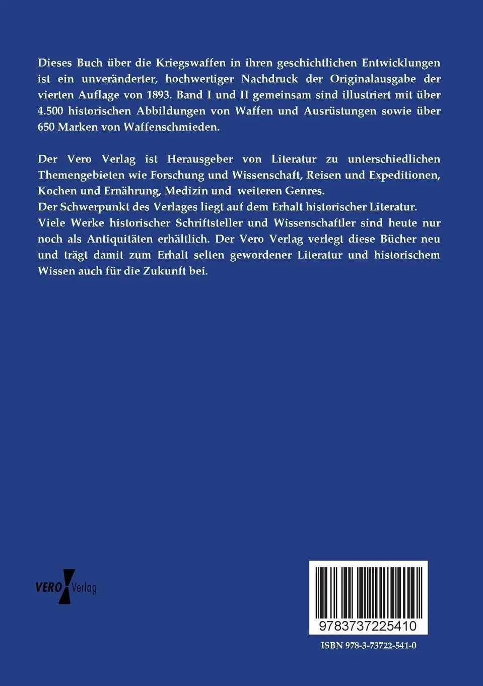 Rückseite: 9783737225410 | Die Kriegswaffen in ihren geschichtlichen Entwicklungen | Erster Band