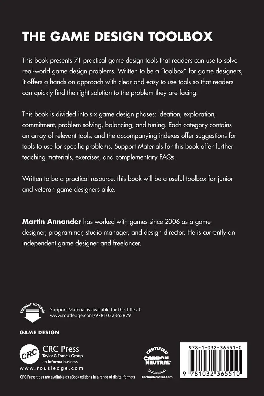 Rückseite: 9781032365510 | The Game Design Toolbox | Martin Annander | Taschenbuch | Englisch