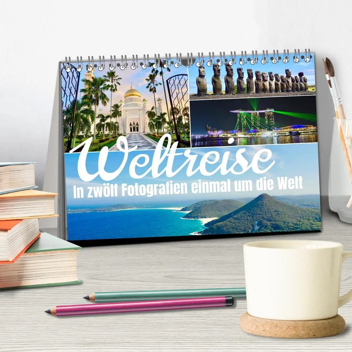 Bild: 9783457585610 | Weltreise, in zwölf Fotografien einmal um die Welt (Tischkalender...