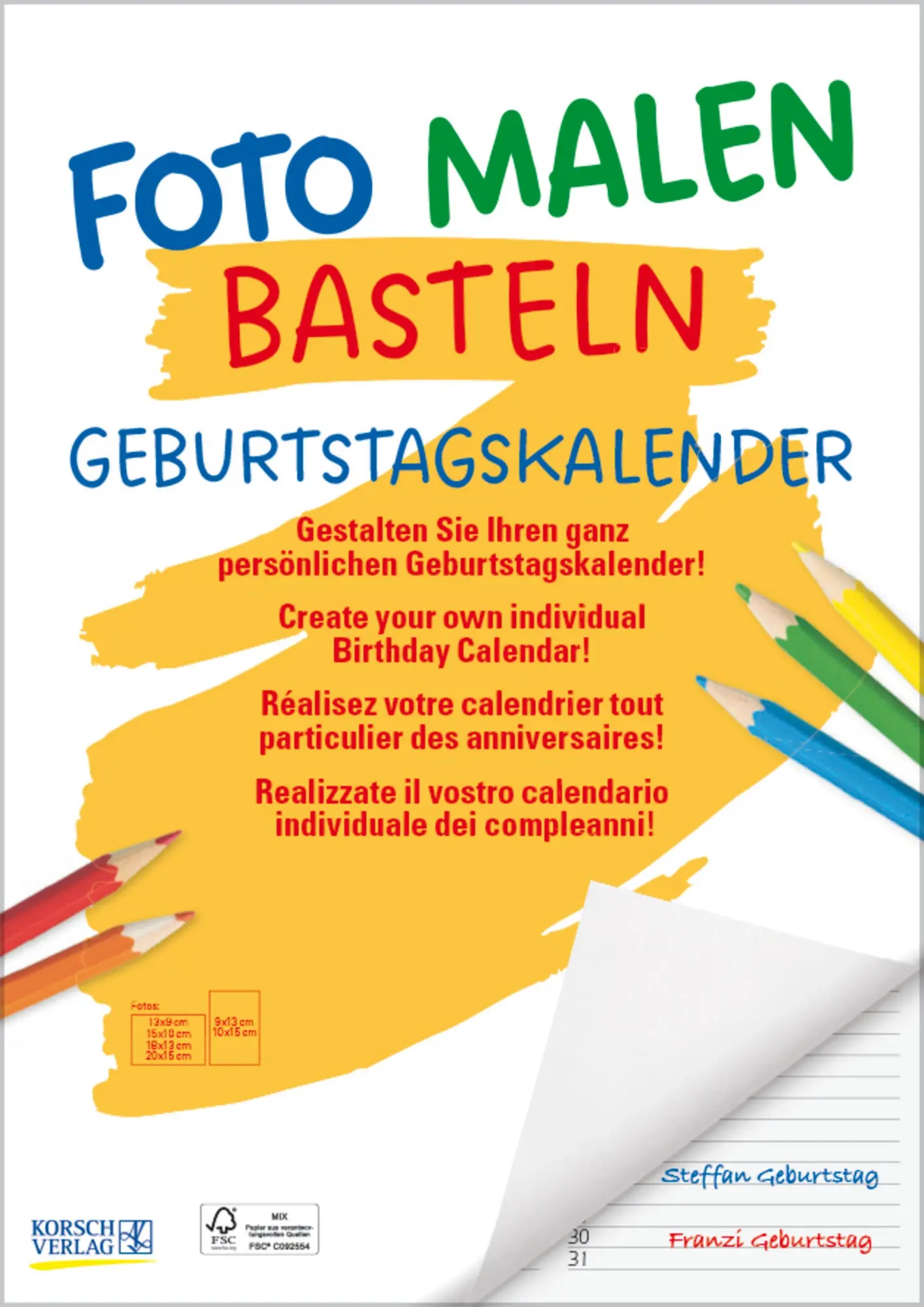 Cover: 9783819305610 | Foto-Malen-Basteln Geburtstagskalender A4 | Verlag Korsch | Kalender