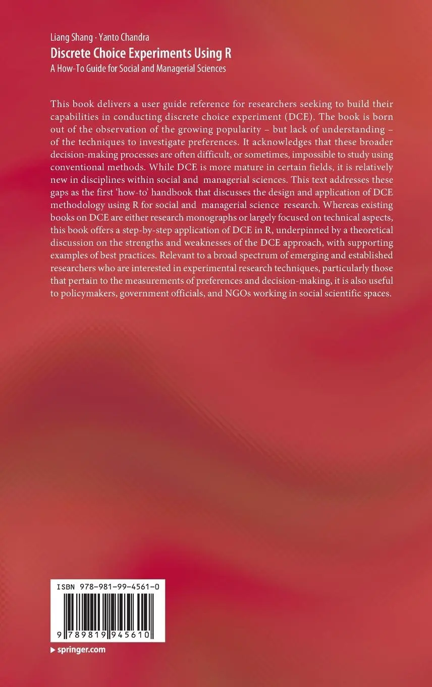 Rückseite: 9789819945610 | Discrete Choice Experiments Using R | Yanto Chandra (u. a.) | Buch