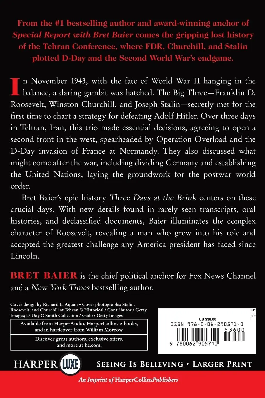 Rückseite: 9780062905710 | Three Days at the Brink LP | Bret Baier | Taschenbuch | Englisch