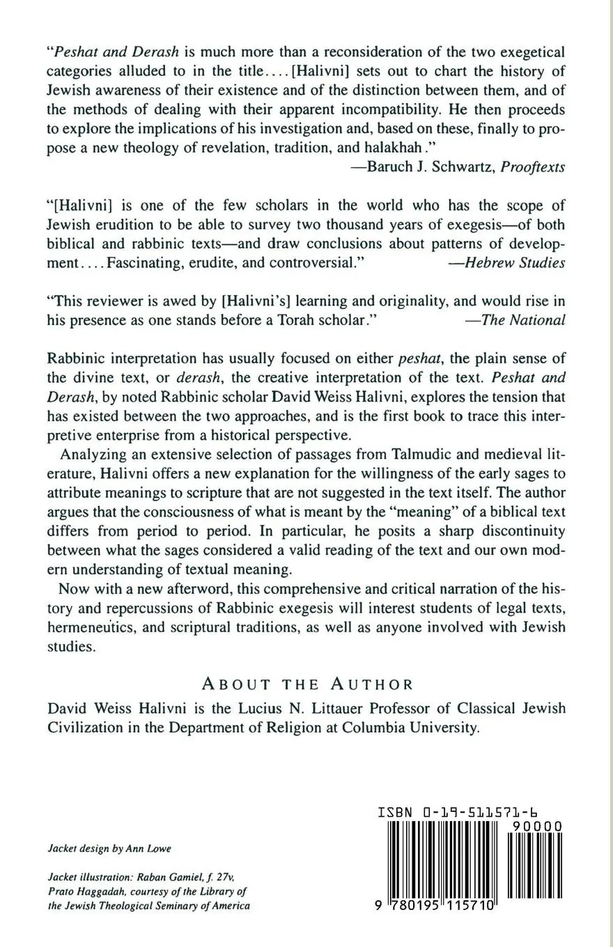 Rückseite: 9780195115710 | Peshat and Derash | Plain and Applied Meaning in Rabbinic Exegesis