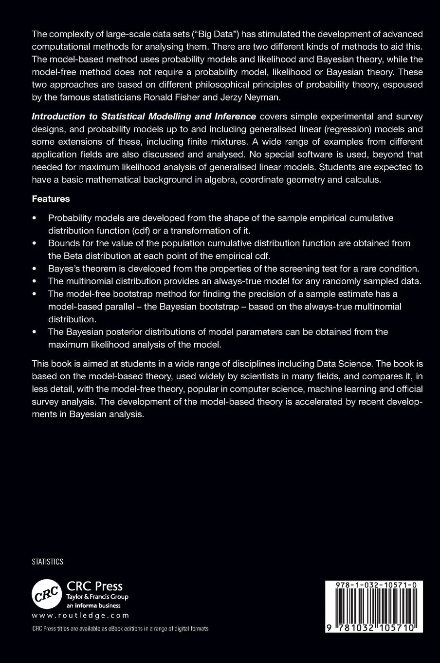 Rückseite: 9781032105710 | Introduction to Statistical Modelling and Inference | Murray Aitkin