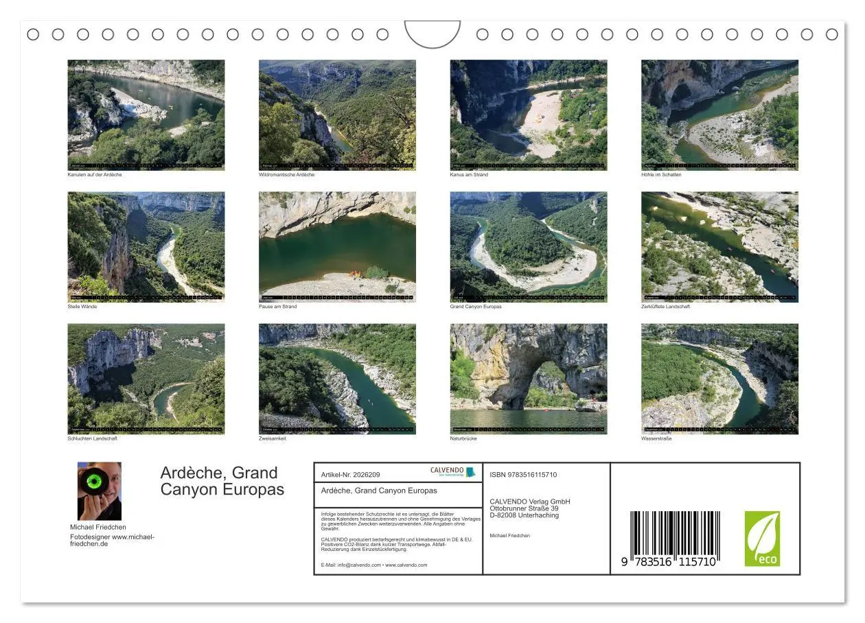 Bild: 9783516115710 | Ardèche, Grand Canyon Europas (Wandkalender 2026 DIN A4 quer),...