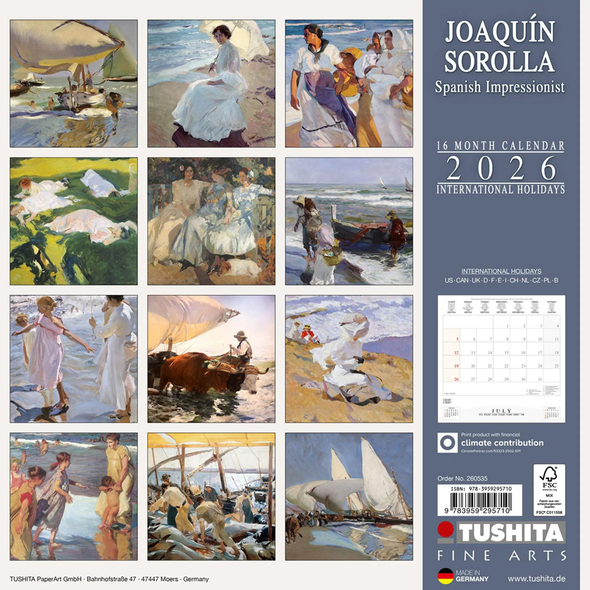 Rückseite: 9783959295710 | Joaquin Sorolla - Spanisch Impressionist 2026 | Kalender 2026 | 28 S.