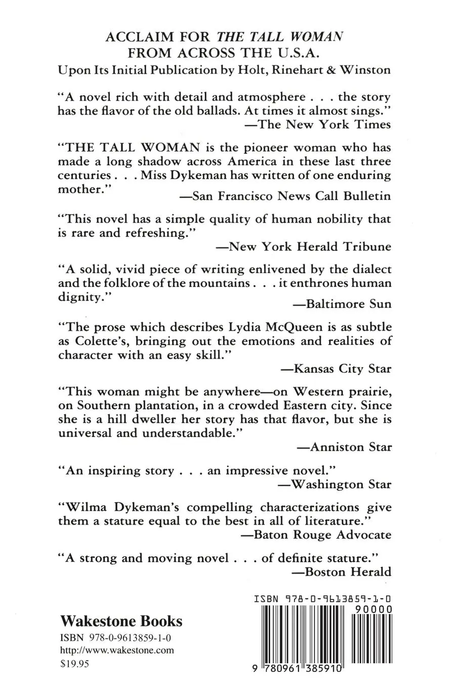 Rückseite: 9780961385910 | The Tall Woman | Wilma Dykeman | Taschenbuch | Englisch | 2024