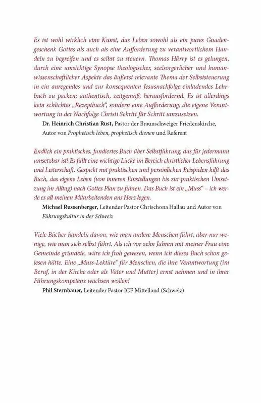 Bild: 9783417265910 | Von der Kunst, sich selbst zu führen | Thomas Härry | Buch | 360 S.