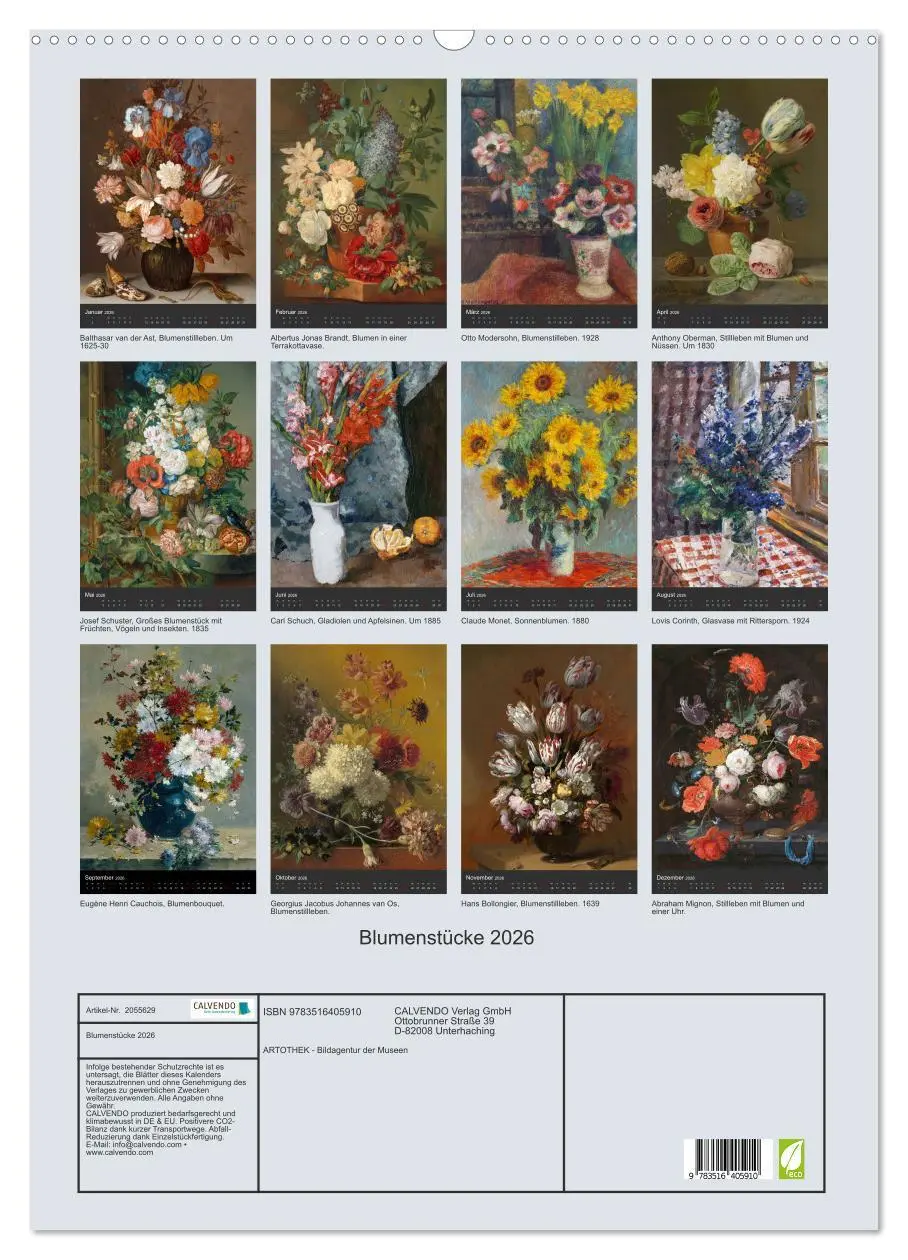 Bild: 9783516405910 | Blumenstücke 2026 (Wandkalender 2026 DIN A2 hoch), CALVENDO...