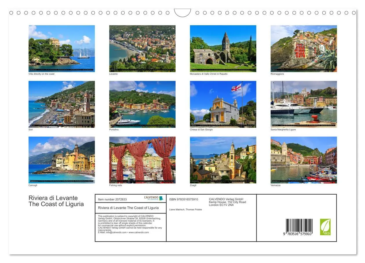 Bild: 9783516575910 | Riviera di Levante The Coast of Liguria (Wall Calendar 2026 DIN A3...