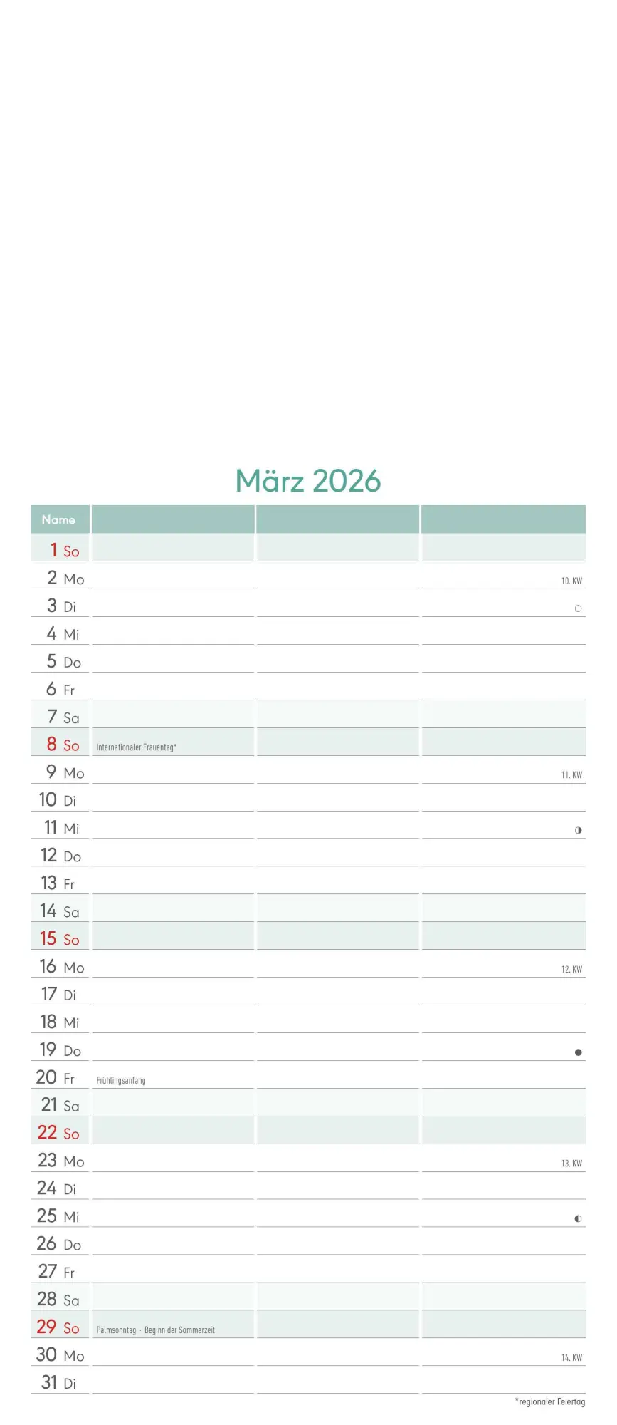 Bild: 4069095006010 | Kreativ-Kalender Planer für 2 2026 - 3 Spalten - 19,5x45 cm - Foto,...