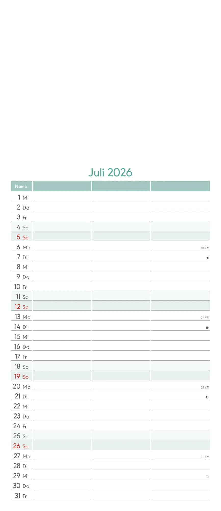 Bild: 4069095006010 | Kreativ-Kalender Planer für 2 2026 - 3 Spalten - 19,5x45 cm - Foto,...