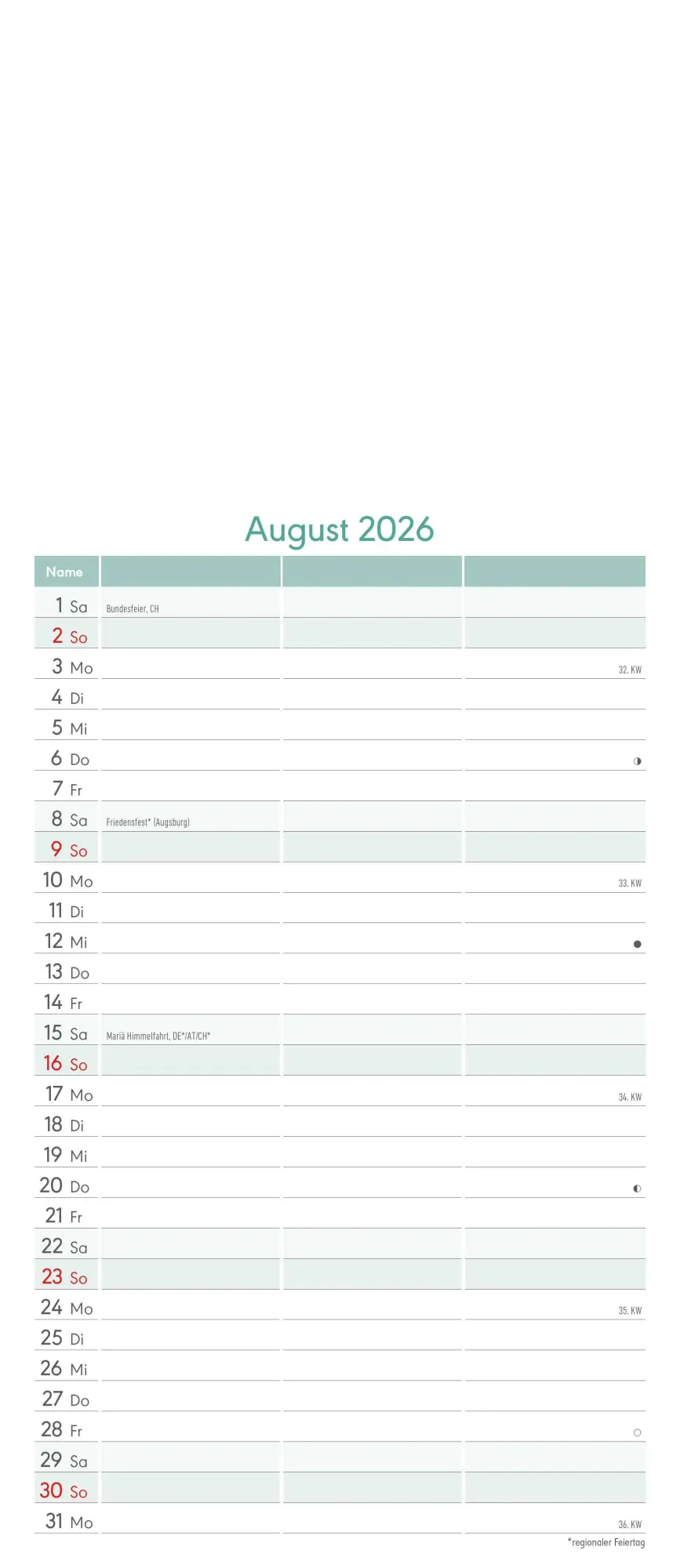 Bild: 4069095006010 | Kreativ-Kalender Planer für 2 2026 - 3 Spalten - 19,5x45 cm - Foto,...