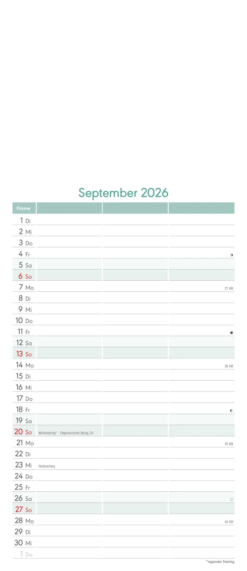 Bild: 4069095006010 | Kreativ-Kalender Planer für 2 2026 - 3 Spalten - 19,5x45 cm - Foto,...