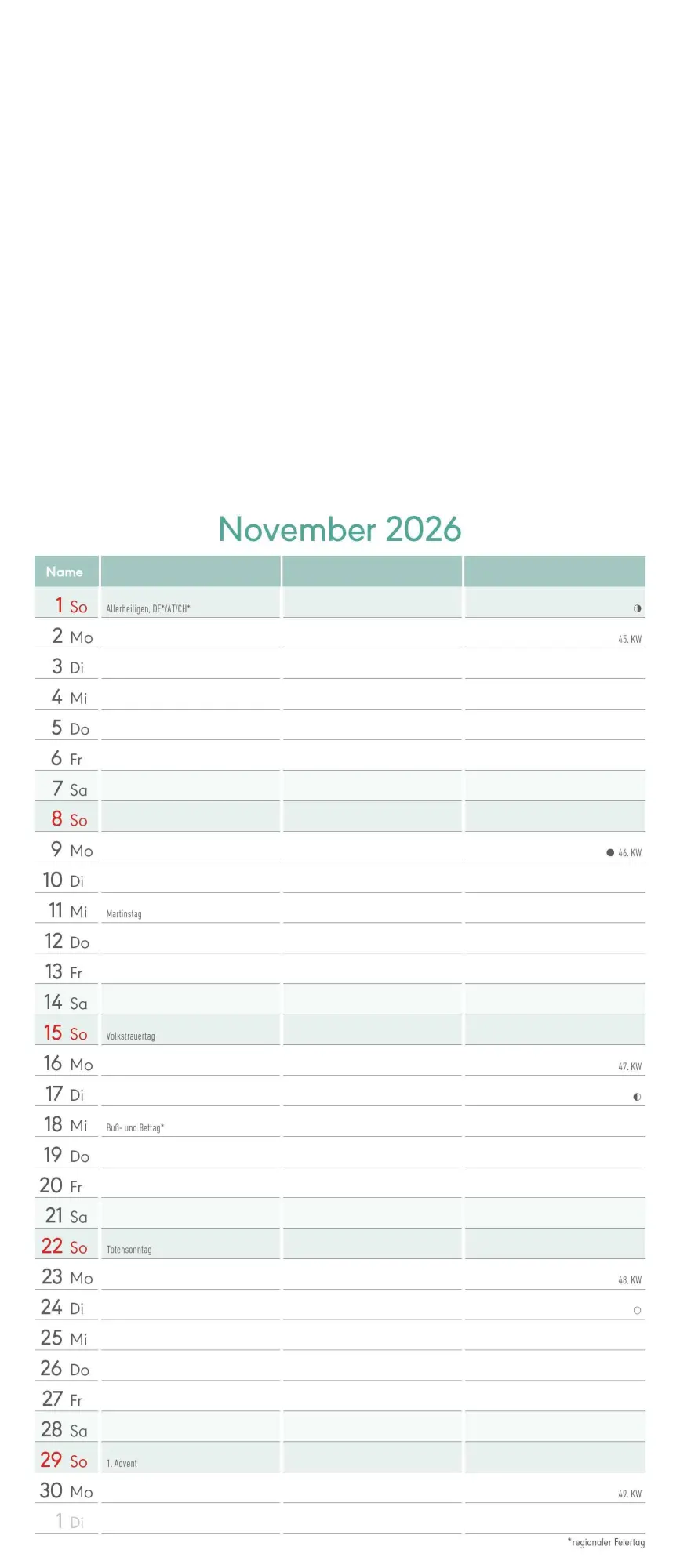 Bild: 4069095006010 | Kreativ-Kalender Planer für 2 2026 - 3 Spalten - 19,5x45 cm - Foto,...