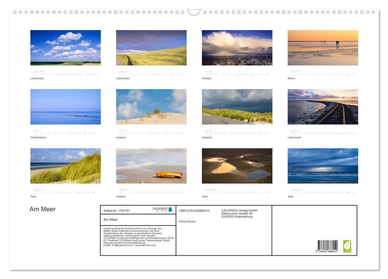 Bild: 9783435666010 | Am Meer (Wandkalender 2025 DIN A2 quer), CALVENDO Monatskalender