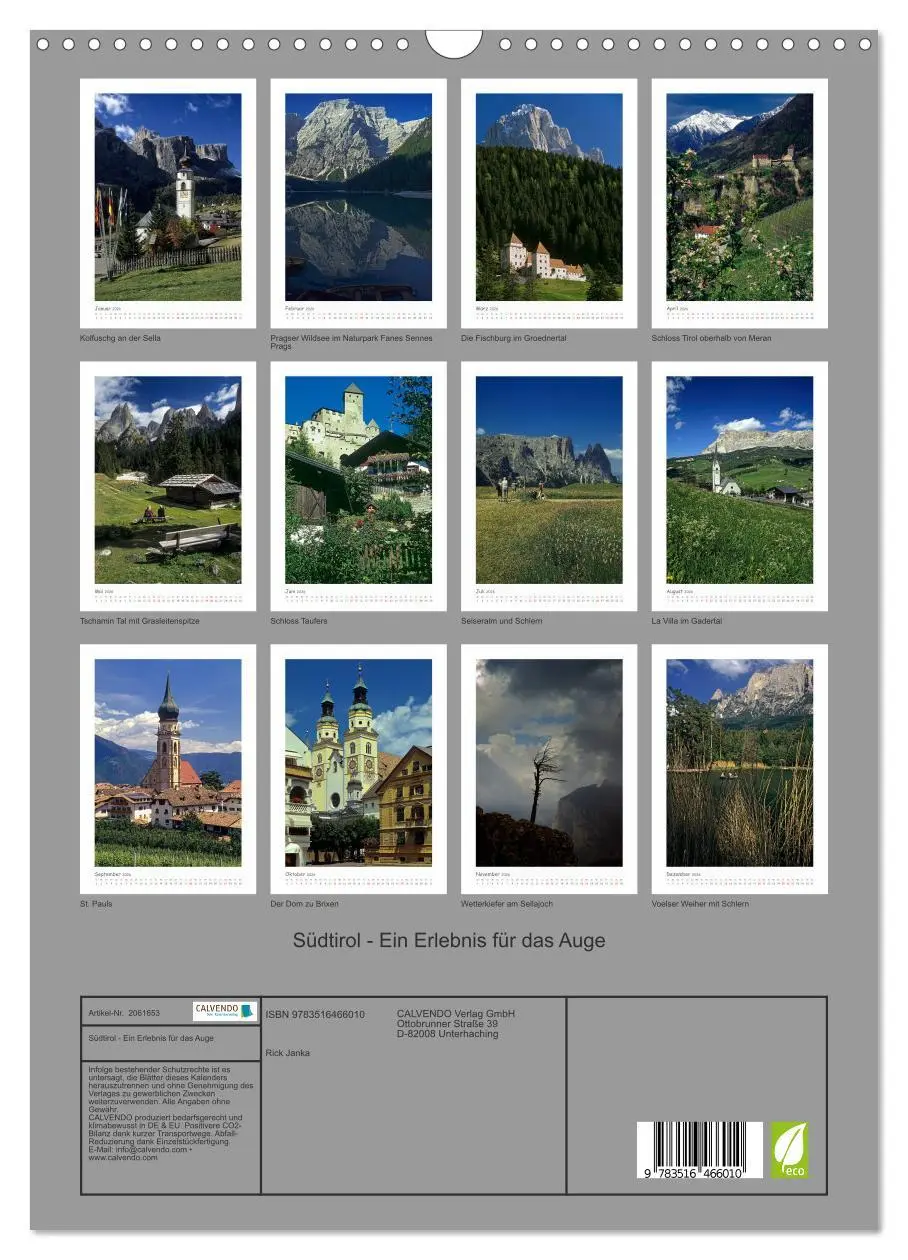 Bild: 9783516466010 | Südtirol - Ein Erlebnis für das Auge (Wandkalender 2026 DIN A3...