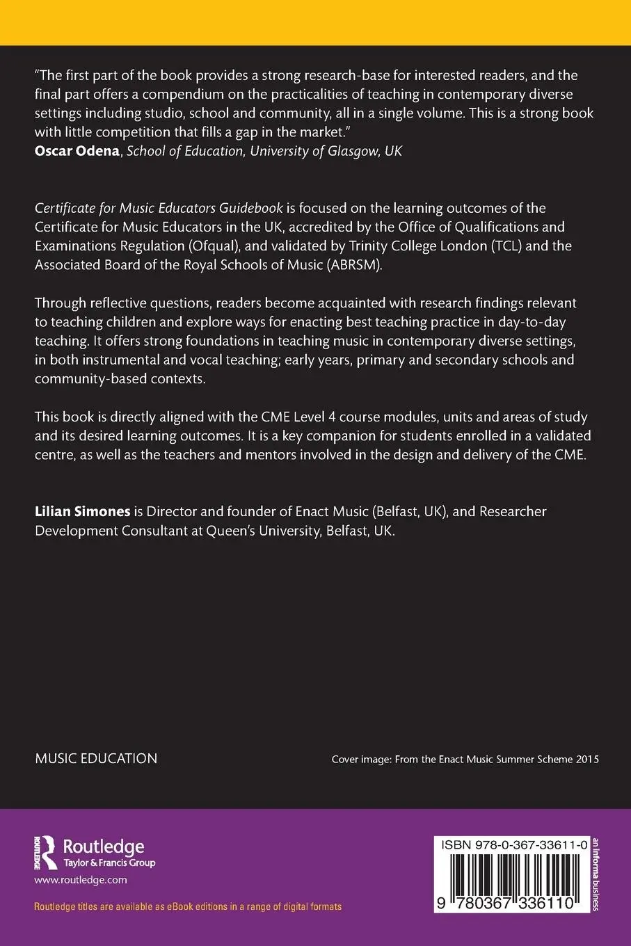Rückseite: 9780367336110 | Certificate for Music Educators Guidebook | Lilian Simones | Buch