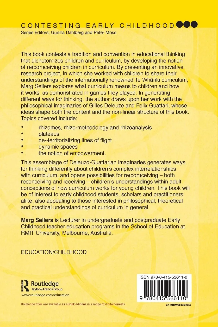 Rückseite: 9780415536110 | Young Children Becoming Curriculum | Marg Sellers | Taschenbuch | 2013