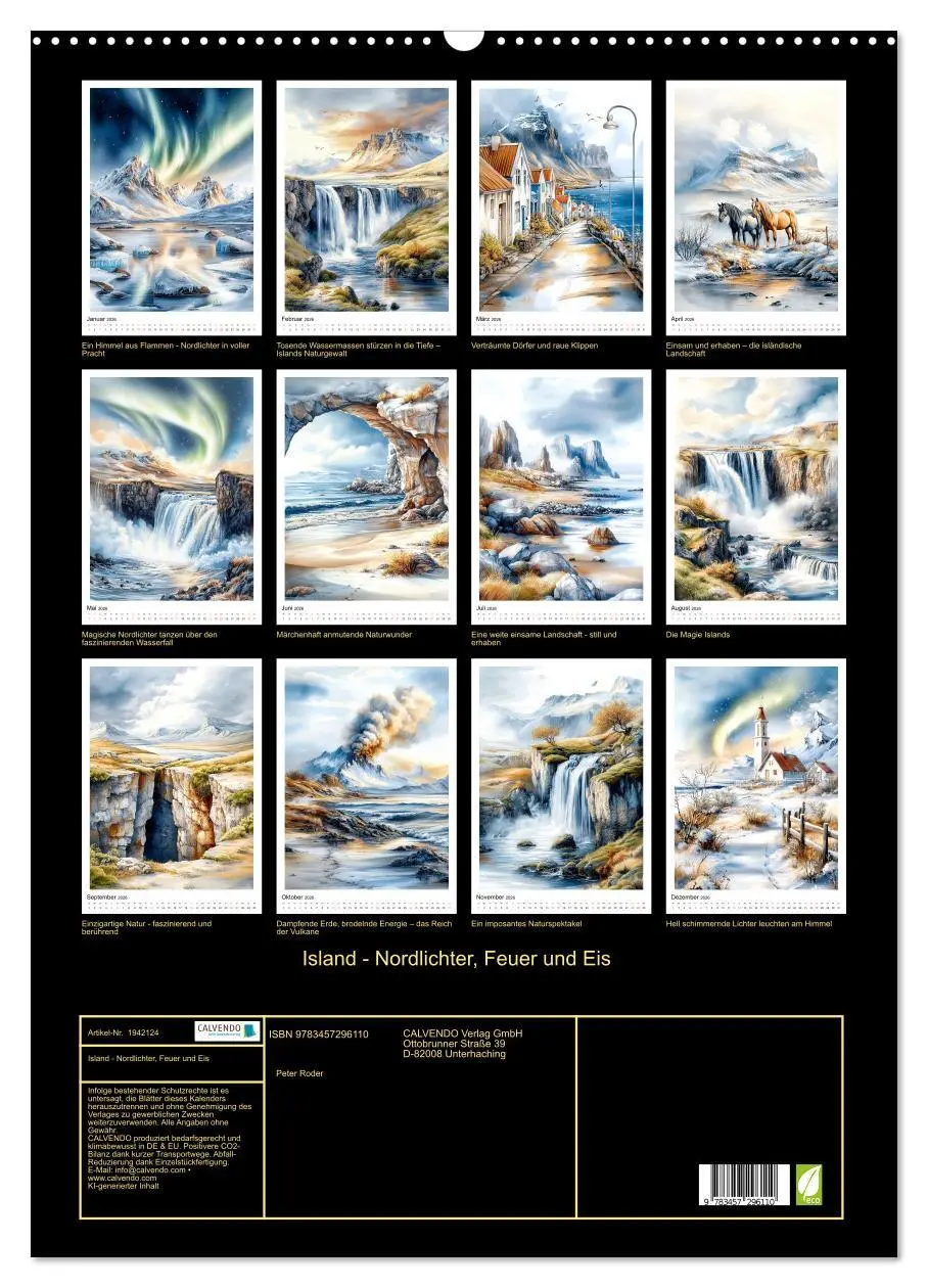 Bild: 9783457296110 | Island - Nordlichter, Feuer und Eis (Wandkalender 2026 DIN A2...