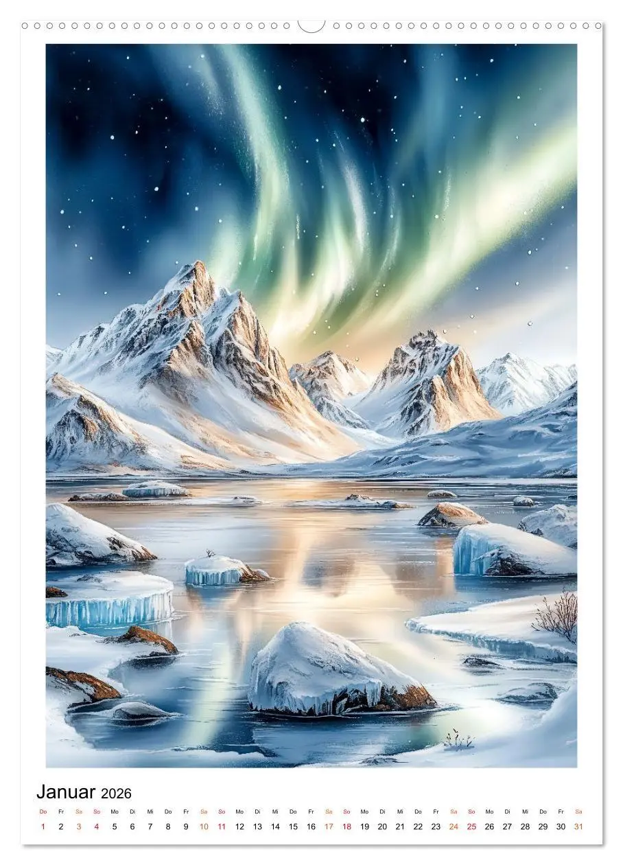 Bild: 9783457296110 | Island - Nordlichter, Feuer und Eis (Wandkalender 2026 DIN A2...