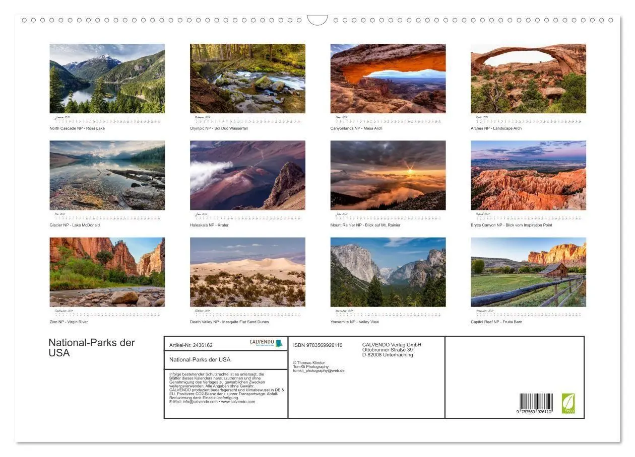 Bild: 9783569926110 | National-Parks der USA (Wandkalender 2027 DIN A2 quer), CALVENDO...