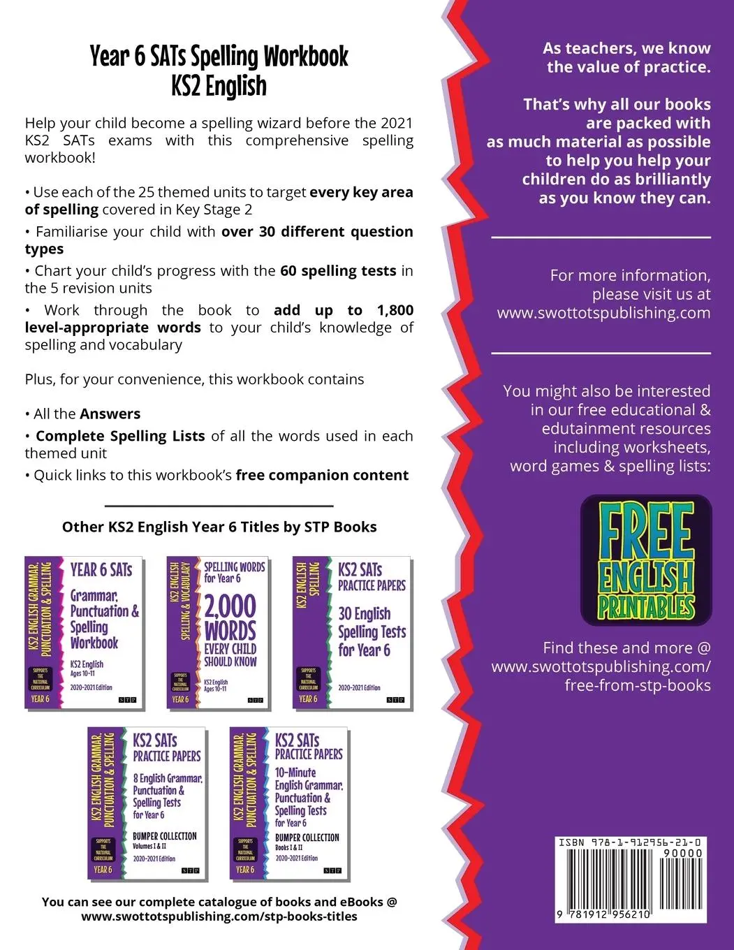 Rückseite: 9781912956210 | Year 6 SATs Spelling Workbook KS2 English | 2020-2021 Edition | Books