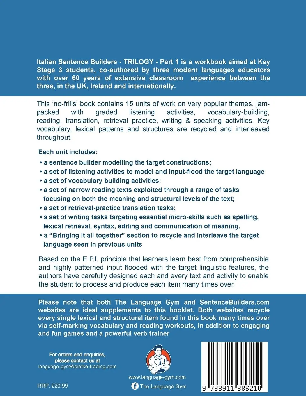 Rückseite: 9783911386210 | Italian Sentence Builder TRILOGY - Part 1 | Dylan Viñales (u. a.)