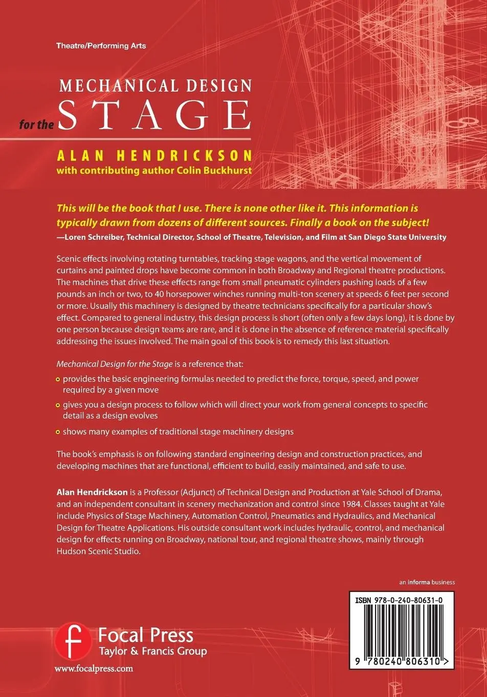 Rückseite: 9780240806310 | Mechanical Design for the Stage | Alan Hendrickson | Taschenbuch