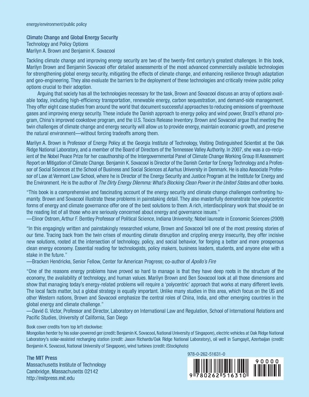 Rückseite: 9780262516310 | Climate Change and Global Energy Security | Marilyn A. Brown (u. a.)