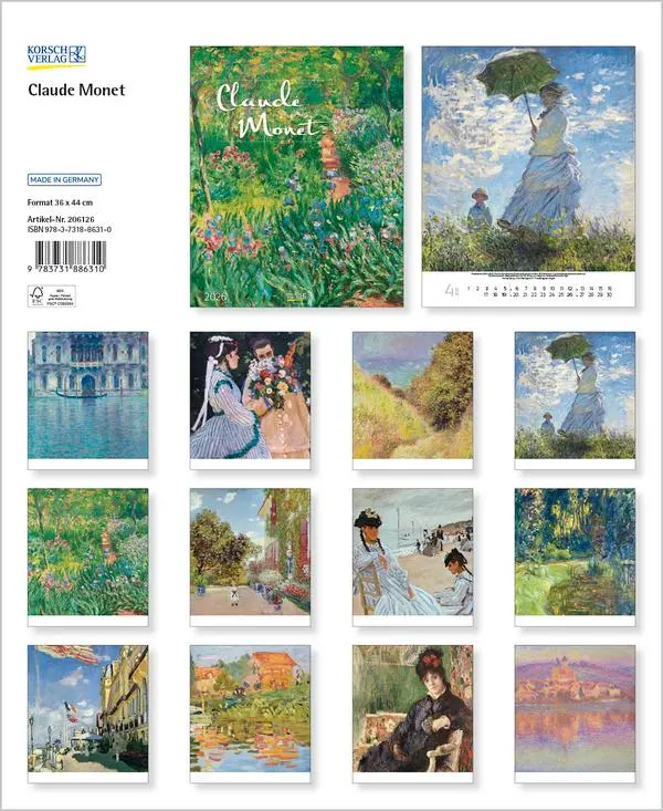 Bild: 9783731886310 | Claude Monet 2026 | Verlag Korsch | Kalender | Spiralbindung | 14 S.