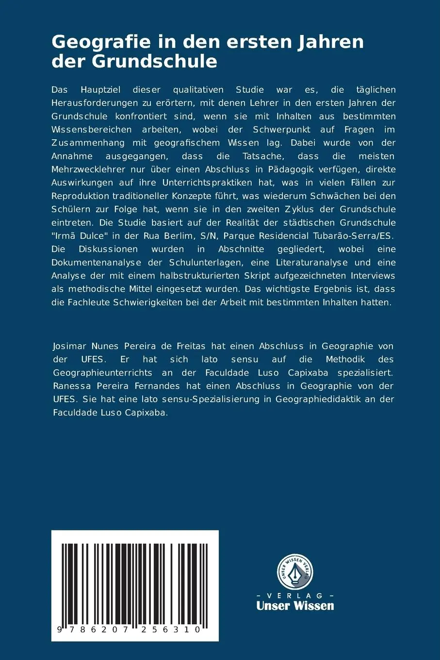 Rückseite: 9786207256310 | Geografie in den ersten Jahren der Grundschule | Freitas (u. a.)
