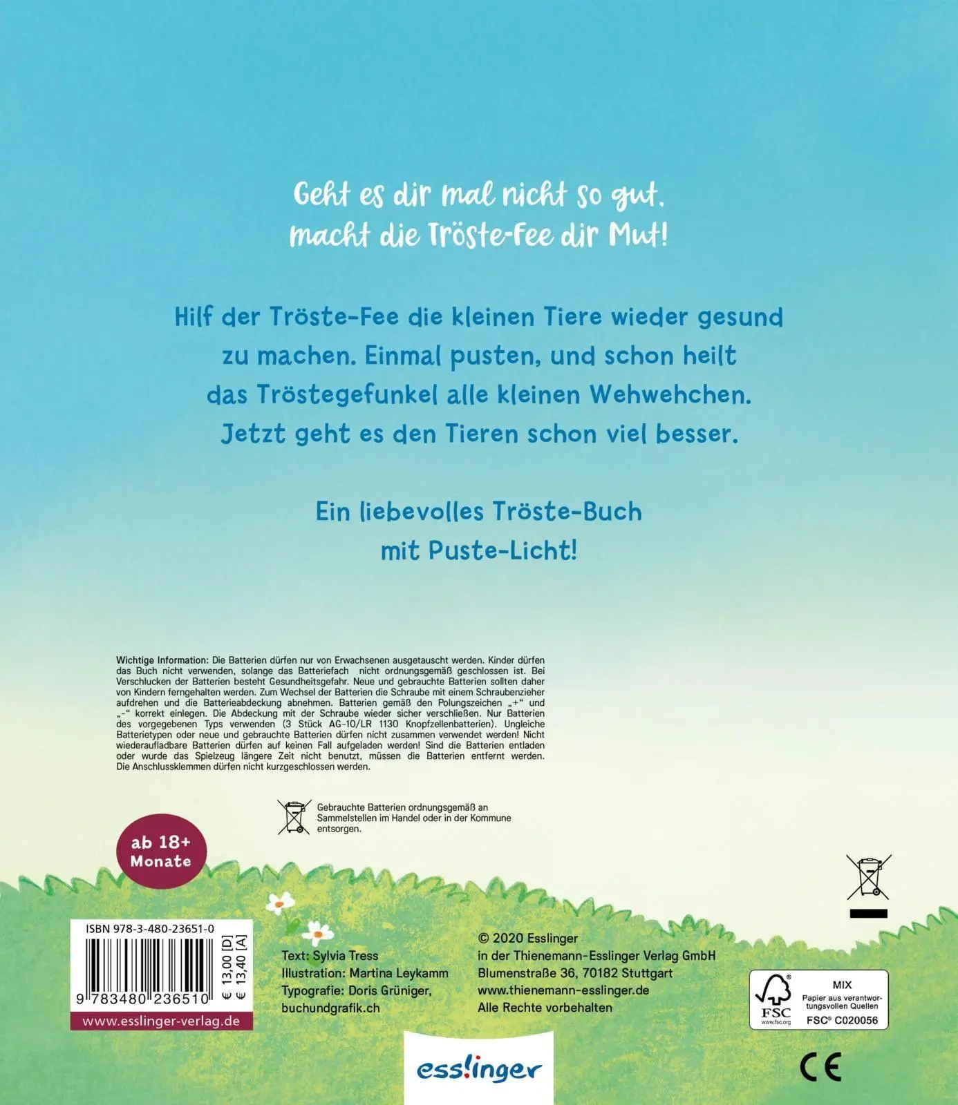 Rückseite: 9783480236510 | Mein Puste-Licht-Buch: Die kleine Tröste-Fee | Sylvia Tress | Buch
