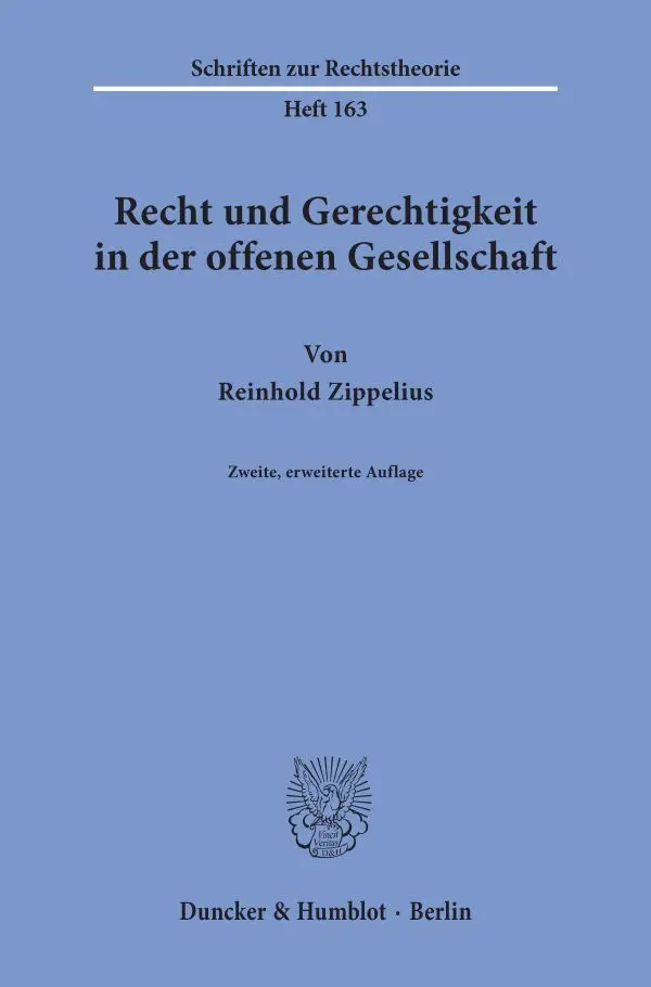 Cover: 9783428086610 | Recht und Gerechtigkeit in der offenen Gesellschaft. | Zippelius
